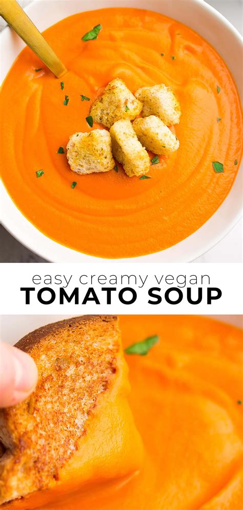 Easy Vegan Tomato Soup Vegan Tomato Soup Vegan Soup Recipes Creamy