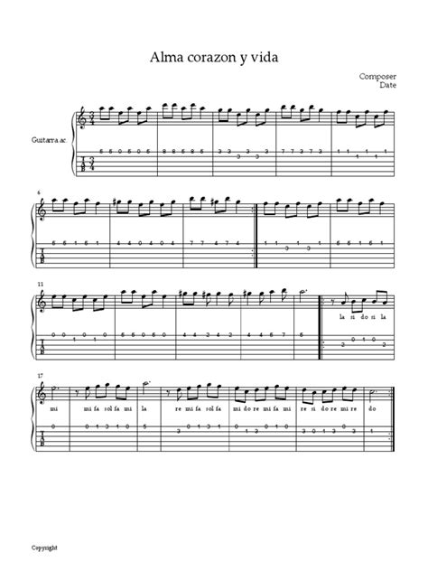 Alma Corazon Y Vida Guitarra La Menor Pdf Pdf Composiciones