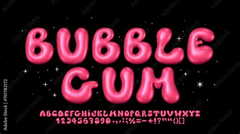 Glossy Bubble Gum Font Inflated Alphabet 3d Ballon Letters And Numbers