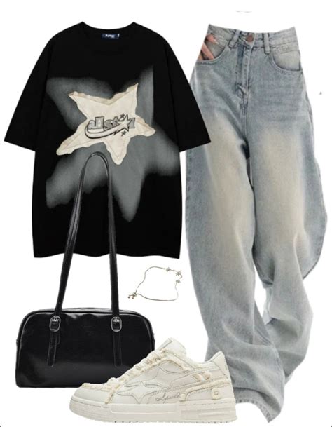 OOTD Short Sleeve Tee Boyfriend Jeans Shoulder Bag Patchwork