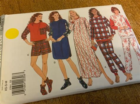 Butterick Pattern 3704 Misses Nightshirt Pajamas And Booties Uncut Pattern Size Xs S M 6 14