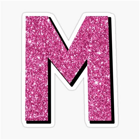 Funky Pink Glitter Letter Initial M Sticker By Jeanlouise Glitter