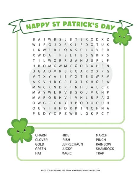 St Patricks Day Word Search Printable Fun Loving Families