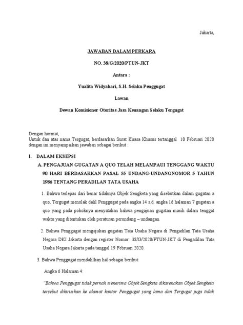 Contoh Surat Eksepsi Pdf