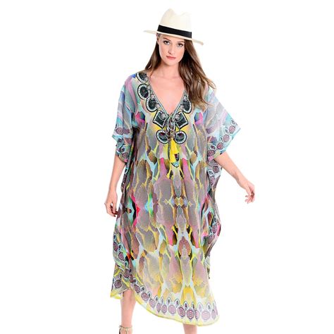 Bat Sleeve Bikini Cover Up For Women Vintage Floral Print Beach Boho Oversize Summer Long Dress