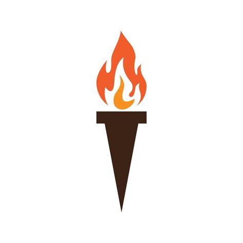 Fire Torch With Flame Flat Icons Set Collection Of Symbol Flaming