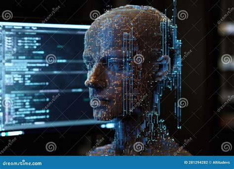 Ai Algorithm Code Scrolling On Computer Screen Stock Illustration