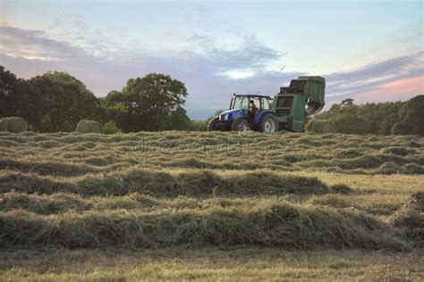 Tractor Making Hay Bails Stock Image Image Of Gathering 32155021