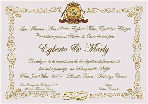 Texto Para Convite De Bodas De Ouro