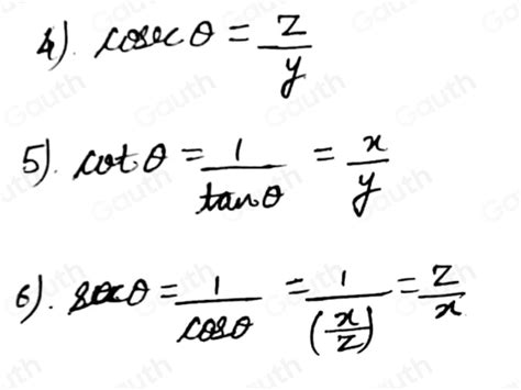 Solved In The Figure Above 4 What Is Csc θ ？ A X Z C Y X D B Y Z Z Y 5 What Is [algebra]