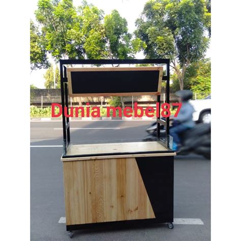 Jual Gerobak Jualan Booth Kayu Jati Belanda Gerobak Minimalis Modern