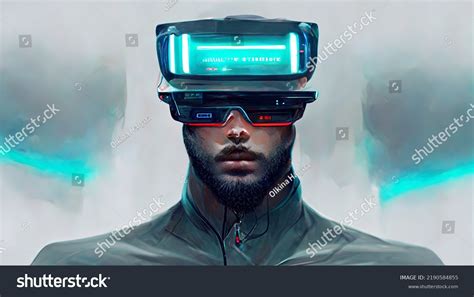 Portrait Futuristic Gamer Vr Glasses Hightech Stock Illustration 2190584855 | Shutterstock