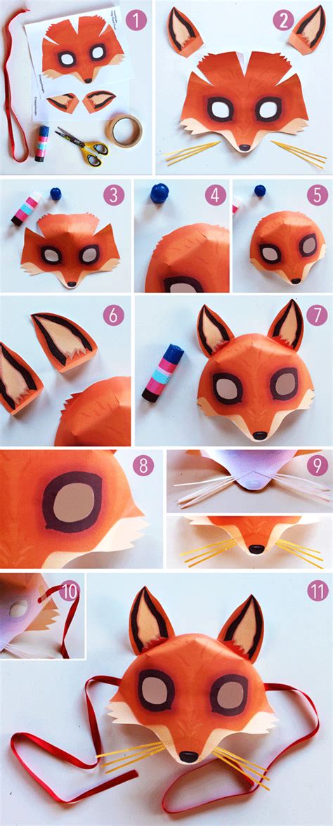 Easy fox mask template + costume. Be a Fox in 5 minutes • Happythought