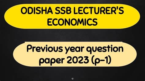 Odisha Ssb Lecturer S Economics Rd Dec P