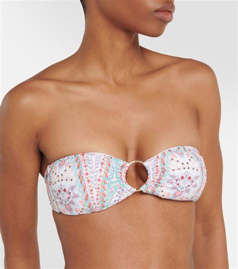 Tortola Paisley Print Bandeau Bikini Top In Multicoloured Melissa