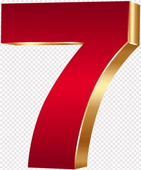 Red And Gold 7 Illustration Red 3d Number Seven Red Gold Angle Text