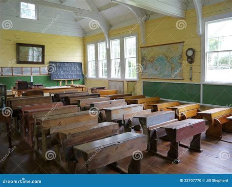 Old School: Classroom With Desks - H Stock Photo - Image: 22707770