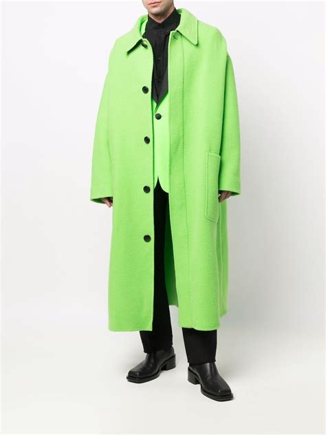 Ami Paris Oversize Wool Single Breasted Coat Green Farfetch Uk