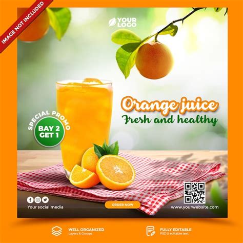 Premium PSD Orange Juice Sale Social Media Promotion Template