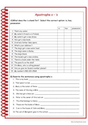 50 Apostrophe English ESL worksheets pdf & doc
