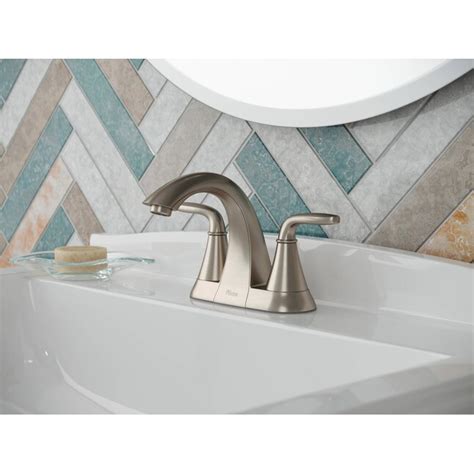 Pfister Pasadena Brushed Nickel 4 In Centerset 2 Handle Watersense Bathroom Sink Faucet With