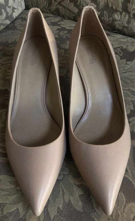 Michael Kors Alina Nude Kitten Heel Mid Pumps Women Gem