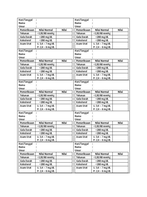 Form Cek Kesehatan Pdf