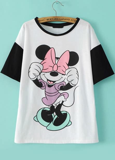 Minnie And Mickey Print T Shirtfor Women Romwe