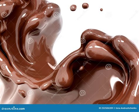 Hot Melted Milk Chocolate Sauce Or Syrup Pouring Chocolate Wave Or