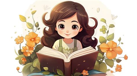 Premium AI Image | Illustration of a girl reading a book generated by AI