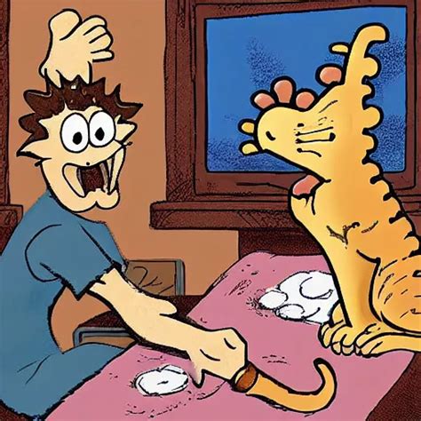 Jon Arbuckle As A Lovecraftian Monster Petting Stable Diffusion