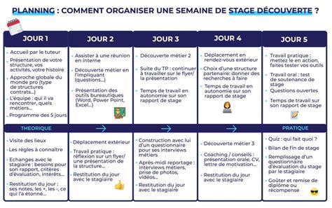 Planning Type Organiser Une Semaine De Stage De D Couverte Jobirl