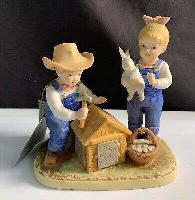 Home Interiors Homco Denim Days Figurines Bunny Hutch Danny Debbie