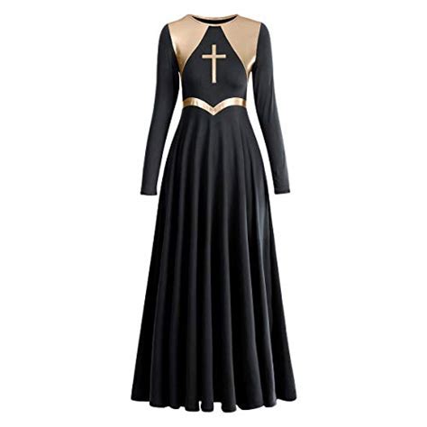 Women Metallic Cross Liturgical Praise Dance Dress Lyrical Dancewear