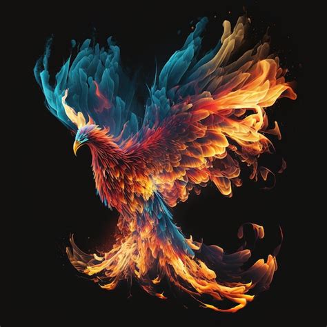 Premium Photo A Phoenix Bird Is Flying In Flames