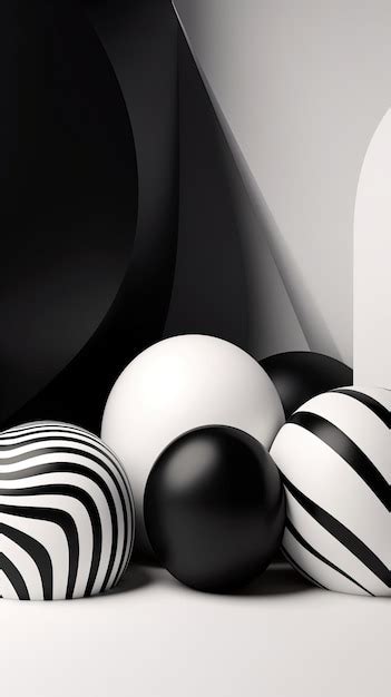 Premium Ai Image Black And White Inflated Smooth Balls Or Bubbles Abstract Vertical Background