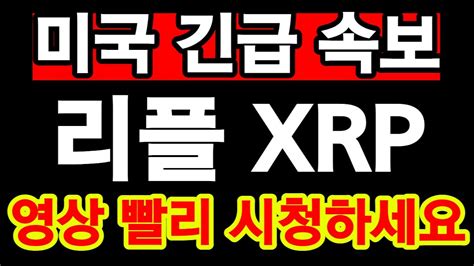 리플 Xrp 미국 긴급 속보 영상 빨리 시청하세요 리플 리플코인 리플전망 리플호재 리플실시간 Youtube