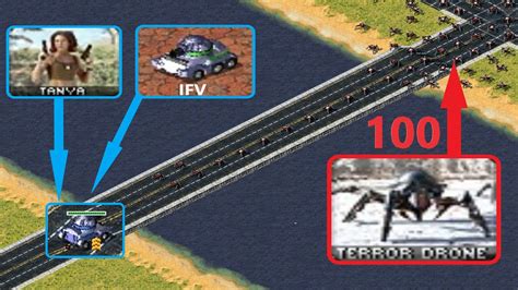 Can IFV Tanya Defend The Bridge Vs 100 Terror Drones Red Alert 2