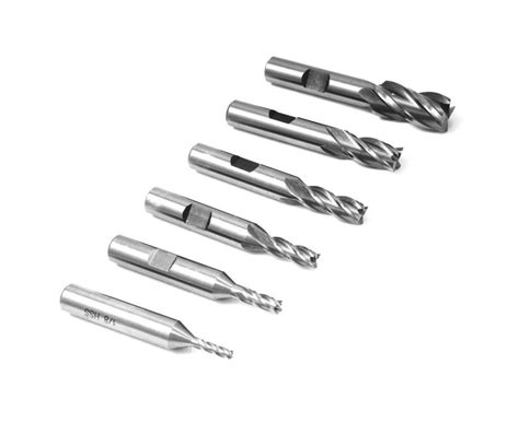 6 Piece 4 Flute High Speed Steel End Mill Set With 38″ Shank Emrick