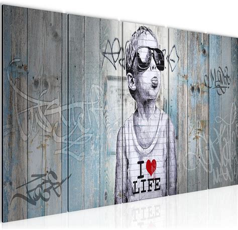 Amazon De Runa Art Wandbild XXL Junge Loft Wohnzimmer 200 X 80 Cm Blau