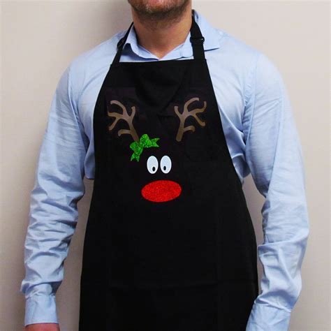 Novelty Christmas Apron Reindeer Face Festive Christmas Etsy Uk