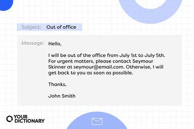 Out Of Office Message Template Professional