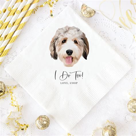 Custom Pet Cocktail Napkins Full Color Personalized Wedding Napkins Bar