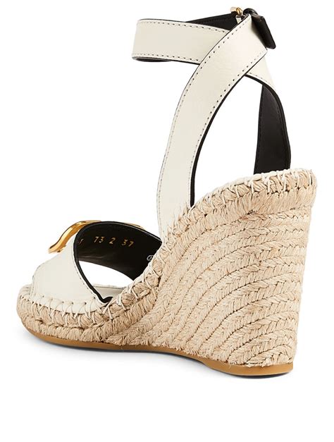 Valentino Garavani Vlogo Leather Espadrille Wedge Sandals Holt