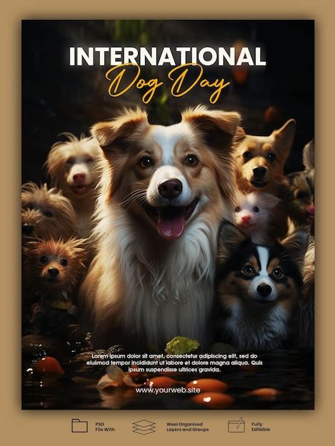 Premium Psd Poster Psd Template For International Dog Day Celebration