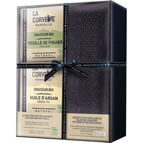 Coffret Cadeau Bain Douceur Bio Lacorvette Savons Serviette