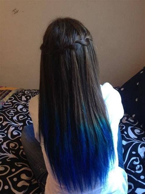 Dark Brown Hair Blue Dip Dye Dyed Tips Hair Dye Tips Dye My Hair