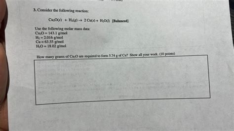 3. Consider the following reaction: Cu20(s... - Organic Chemistry