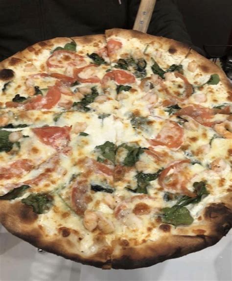 White Pizza With Ricotta Spinach Tomato And Shrimp One Of My Top Five