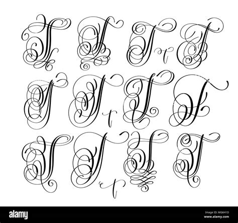 calligraphy lettering script font T set, hand written Stock Vector Image & Art - Alamy